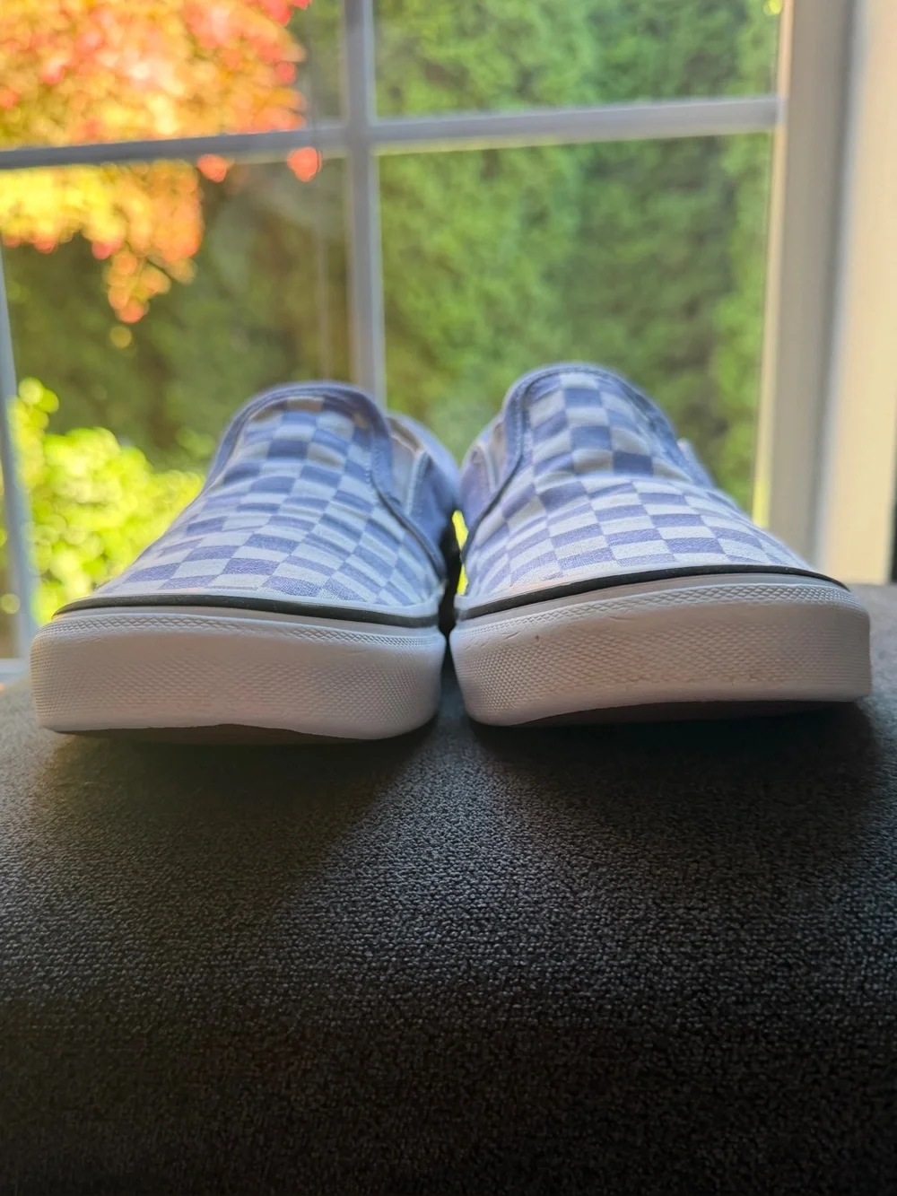 Vans Classic Slip-On Checkerboard Lavender White Canvas Sneakers Women's 7